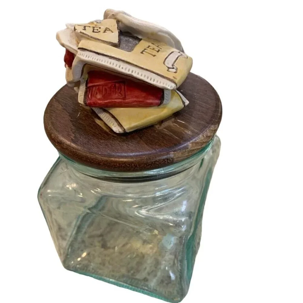 VINTAGE Glass Jar for T-Bags - Italian